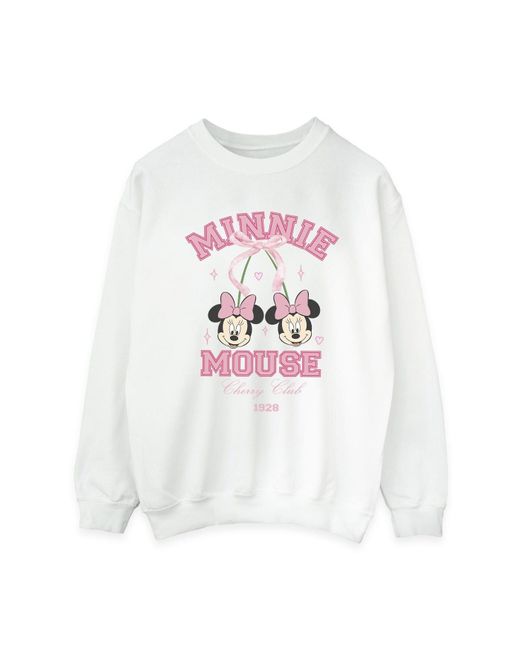 Disney White Ladies Cherry Club Minnie Mouse Sweatshirt