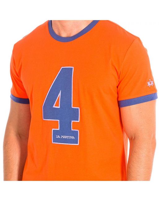 La Martina Orange Short Sleeve T-Shirt Tmr312-Js206 for men