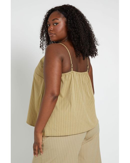 Boohoo Natural Plus Stripe Peached Asymmetric Strappy Top