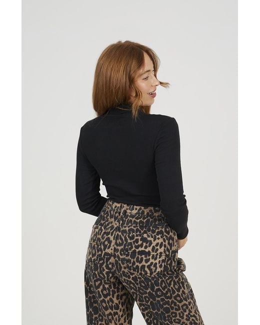 Brave Soul Black Roll Neck Ribbed Long Sleeve Bodysuit