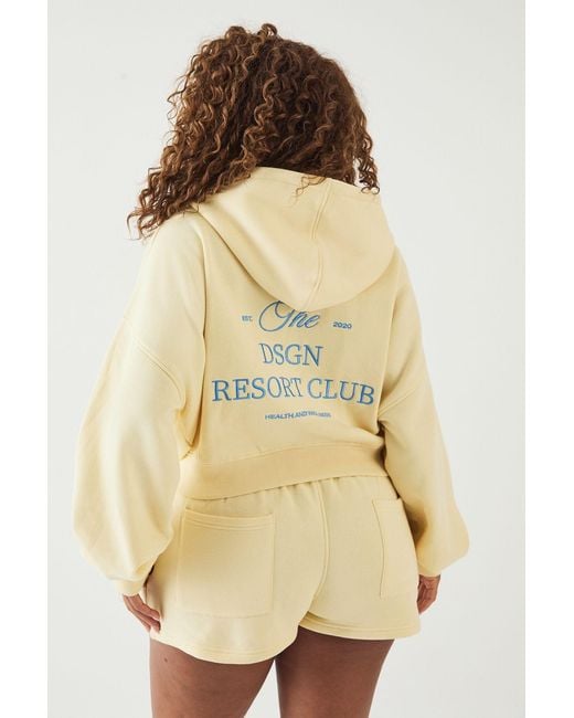 DSGN Studio Natural Resort Club Boxy Crop Zip Through Hoodie