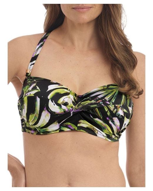 Fantasie Black Palm Valley Twist Bandeau Bikini Top