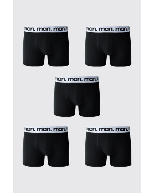 BoohooMAN Black 5 Pack With Waistband Boxers Cotton for men