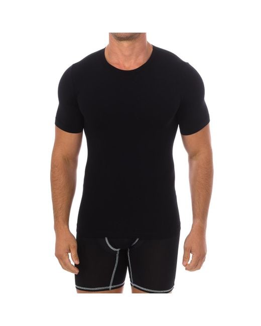 Intimidea Black Girocollo Short Sleeve Round Neck Undershirt 200042 for men