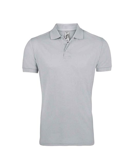 Sol's Gray Prime Pique Plain Short Sleeve Polo Shirt (Pure) for men