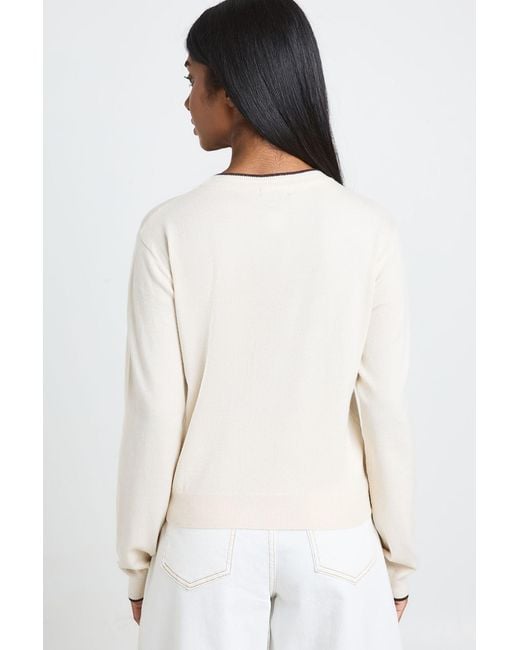 Boohoo White Super Soft Contrast Neck Knitted Cardigan