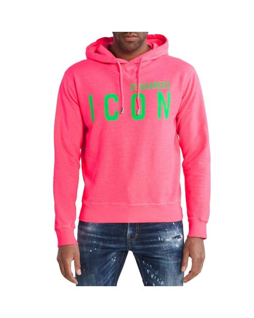 DSquared² Pink Icon Regular Fit Hoodie Cotton for men