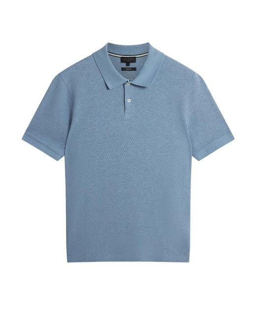 Ted Baker Blue Redman Regular Textured Sky Polo Shirt for men