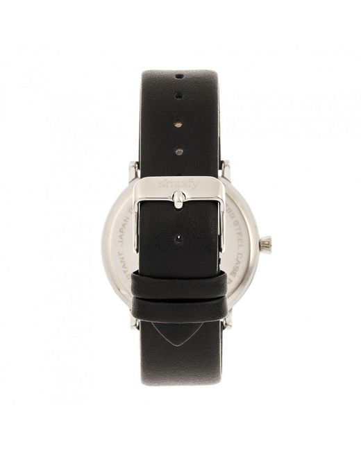 Simplify Black The 6200 Leather-Strap Watch