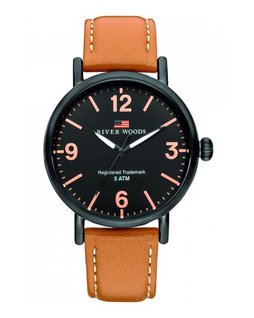 River Woods Black Delaware Watch Rw420036 Leather for men