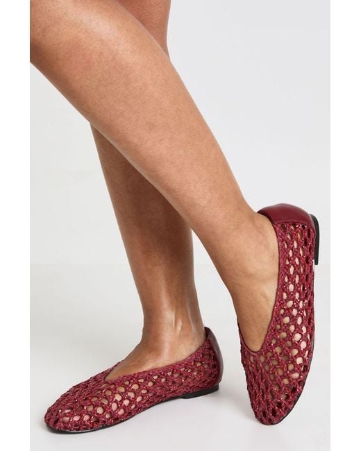 Boohoo Red Woven Detail Ballerina