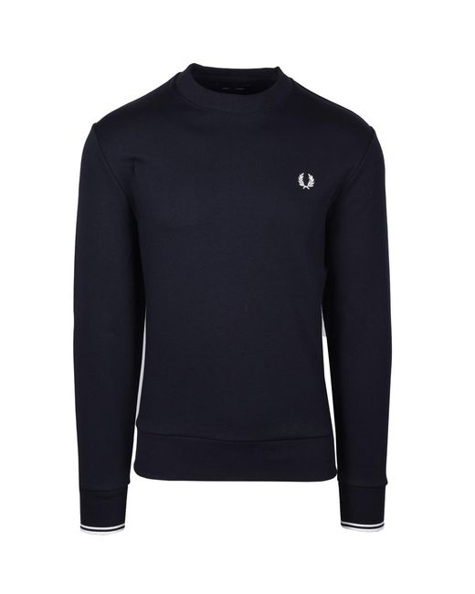 Fred Perry Blue Crew Neck Sweatshirt for men