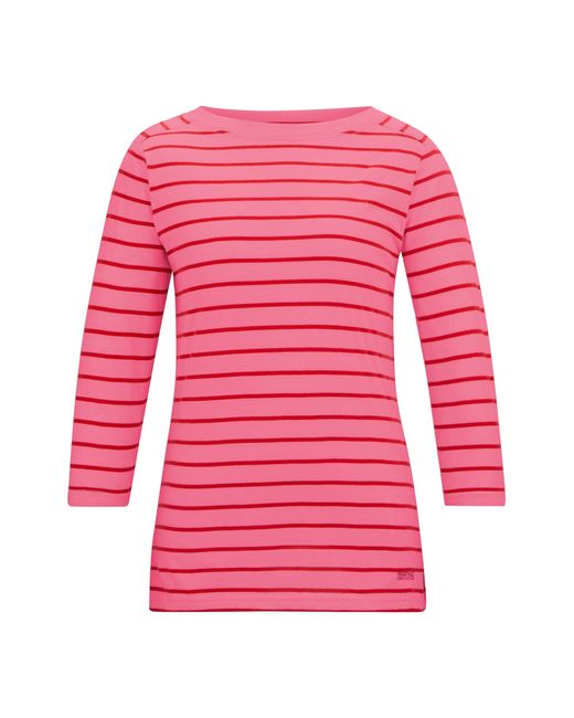 Regatta Pink Ladies Baylette Ii Striped T-Shirt Lemonade/High Risk)