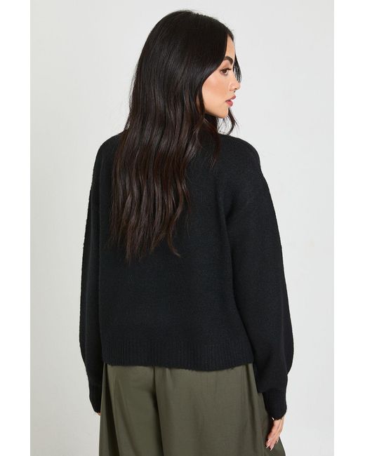 Boohoo Black Collared Button Down Oversized Knitted Jumper