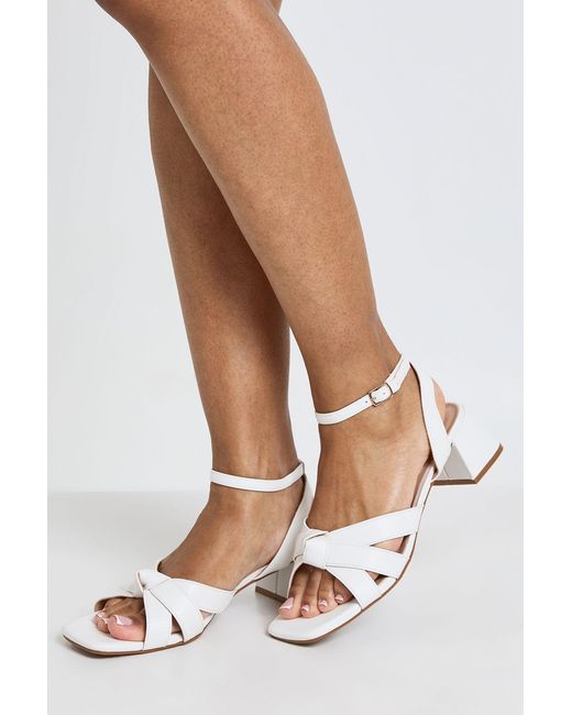 Boohoo White Wide Fit Weave 2 Part Heels