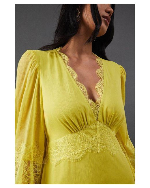 Shoulder Dress Warehouse Yellow Lace Dress Warehouse Chiffon Lace Insert  Plunge Neck Maxi Dress In Yellow