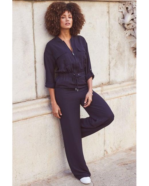 Sosandar Purple Midnight Drawstring Waist Jumpsuit