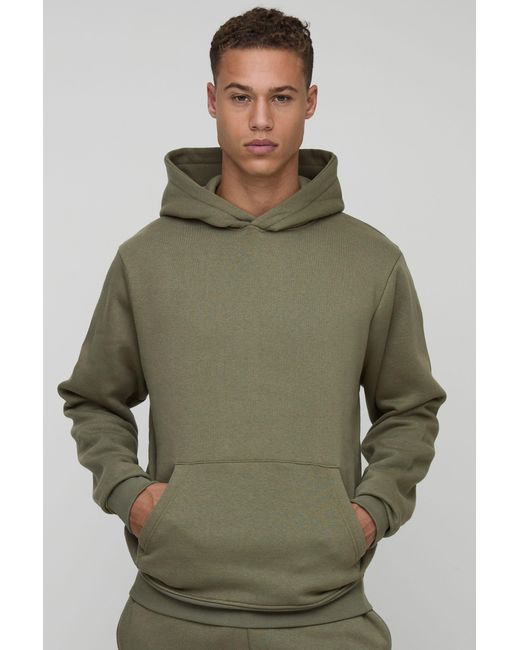 BoohooMAN Green Tall Basic Regular Fit Over The Head Hoodie for men