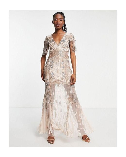 High neck embellished maxi dress 2025