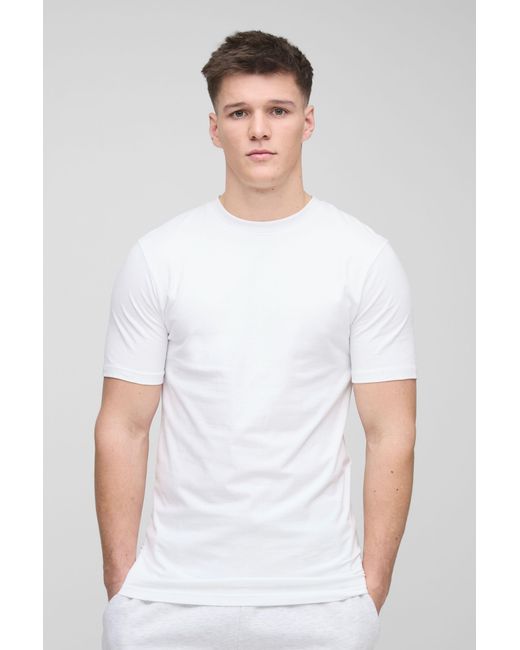 BoohooMAN White Tall Basic Muscle Fit T-shirt for men