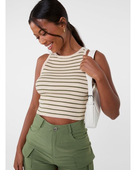 Pink Vanilla Green Stripe Crop Vest Top