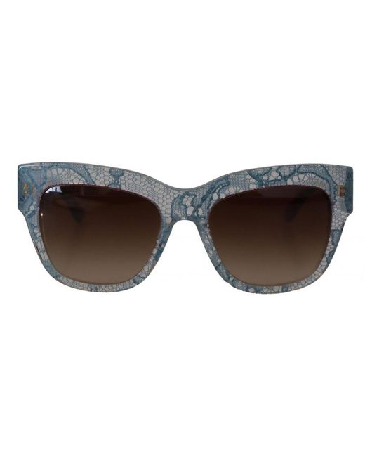 Dolce & Gabbana Brown Gorgeous Italian Craftsmanship: Lace Rectangle Sunglasses