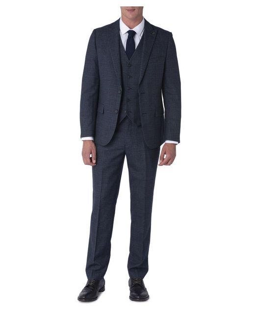 Harry Brown London Blue Harry London Finley Check Slim Fit 100% Wool Suit for men