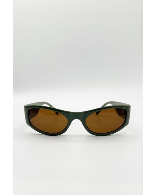 SVNX Green Racer Wrap Around Sunglasses