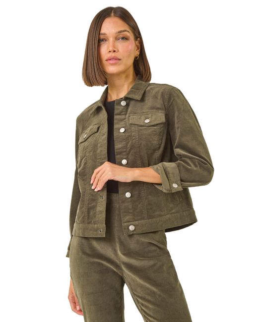 Roman Green Corduroy Pocket Detail Stretch Jacket