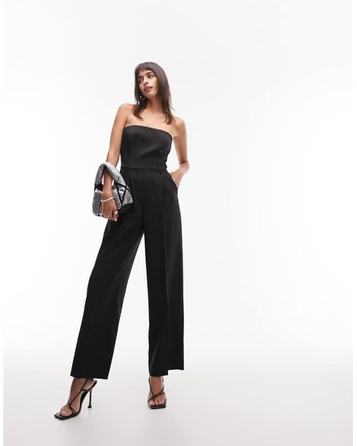 TOPSHOP White Tailored Bandeau Jumpsuit