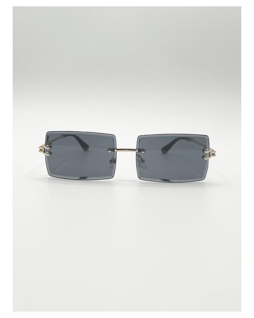 SVNX Blue Frameless Square Sunglasses