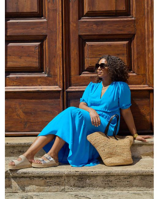 Live Unlimited Blue Tiered Midi Dress