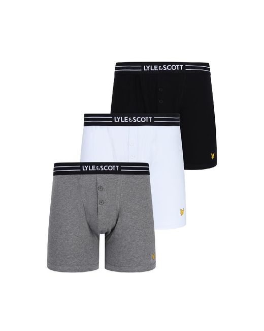 Lyle & Scott White Lewis 3 Pack Button Fly Trunks for men