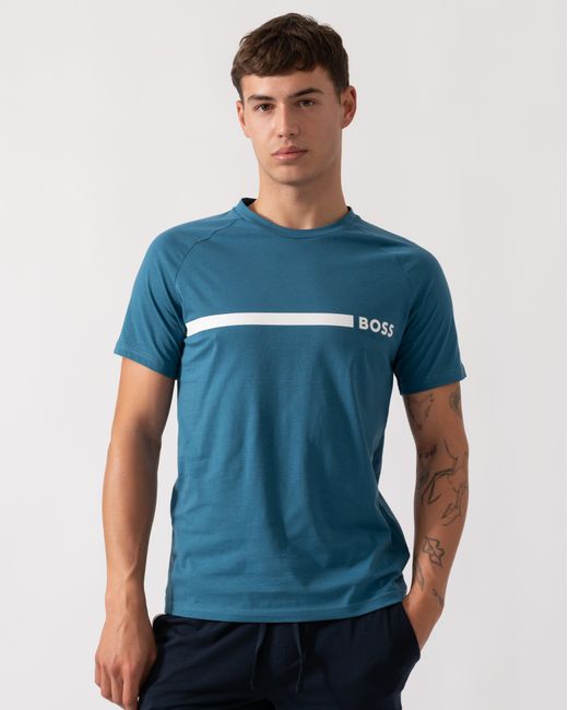 Boss Blue Slim Fit Beach T-Shirt for men