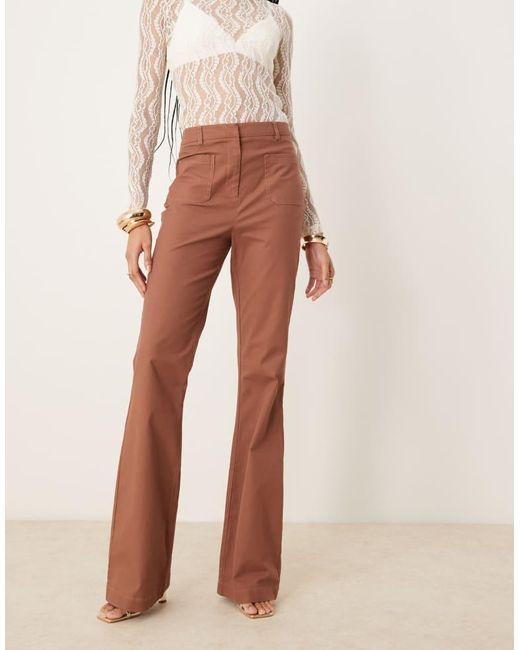 ASOS Natural Design Patch Pocket Flare Trousers