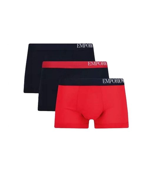 Armani Armani Boxershorts Voor , Set Van 3, Marineblauw-rood in het Red voor heren