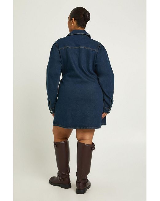 Boohoo Blue Plus Denim Wrap Dress