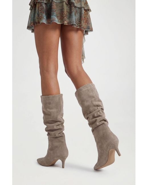Boohoo Natural Slouchy Knee High Boots