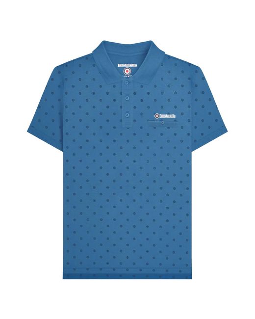 Lambretta Blue Premium Target All-Over Print Big & Tall Polo Shirt (Dark/ for men