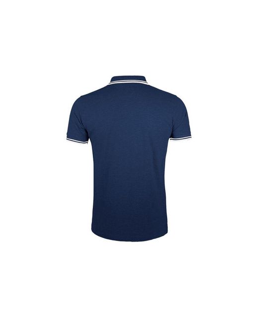 Sol's Blue Pasadena Tipped Short Sleeve Pique Polo Shirt (French/ for men