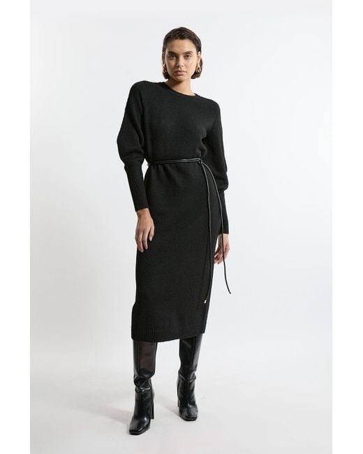Karen Millen Black Dress Long Sleeve Midi BRAND NEW KAREN MILLEN