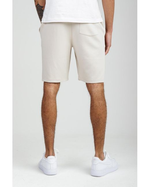 Nines White Soft Jersey Shorts With Middle Seam And Drawstring Waist for men