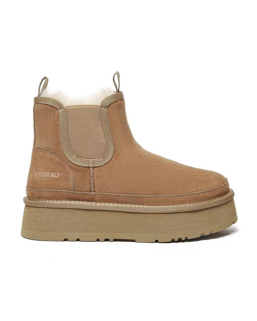 EverAu Australia Brown Ever Au Shoveler Leather Platform Short Chelsea Boots