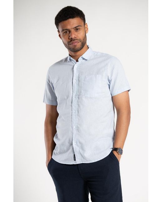 Tokyo Laundry White Short-Sleeve Linen Blend Shirt Cotton for men