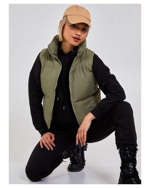 Pink Vanilla Black Hooded Padded Sleeveless Coat
