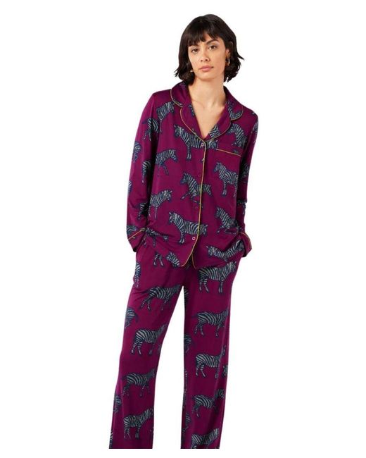 Chelsea Peers Purple Cw3003rzba Long Pyjama Set