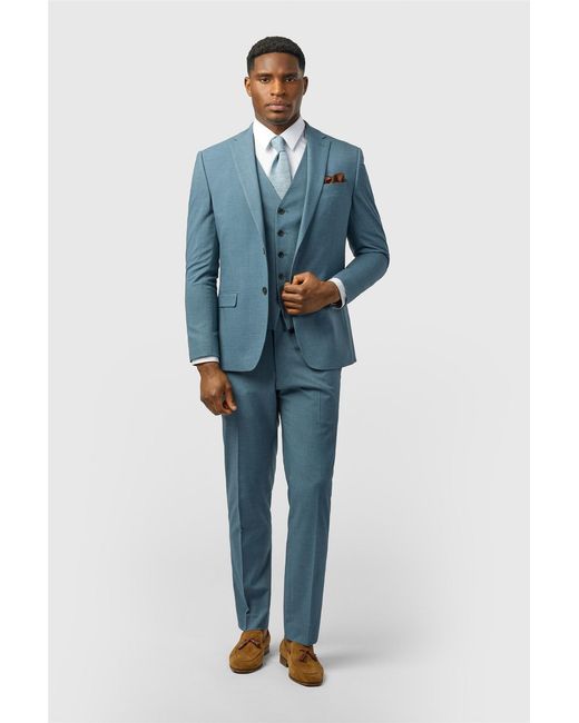 Limehaus Blue Single Breasted Two Button Slim Fit Suit Jacket for men