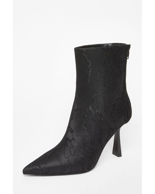 Quiz Black Lace Heeled Ankle Boots