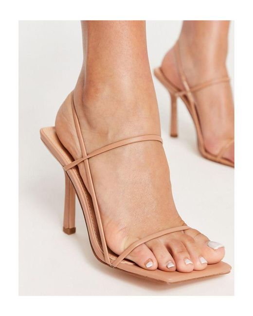 Public Desire Pink Rayelle Heeled Sandals With Square Toes