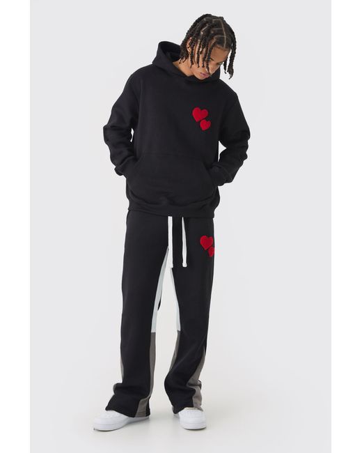BoohooMAN Blue Regular Limited Heart Gusset Hooded Tracksuit for men